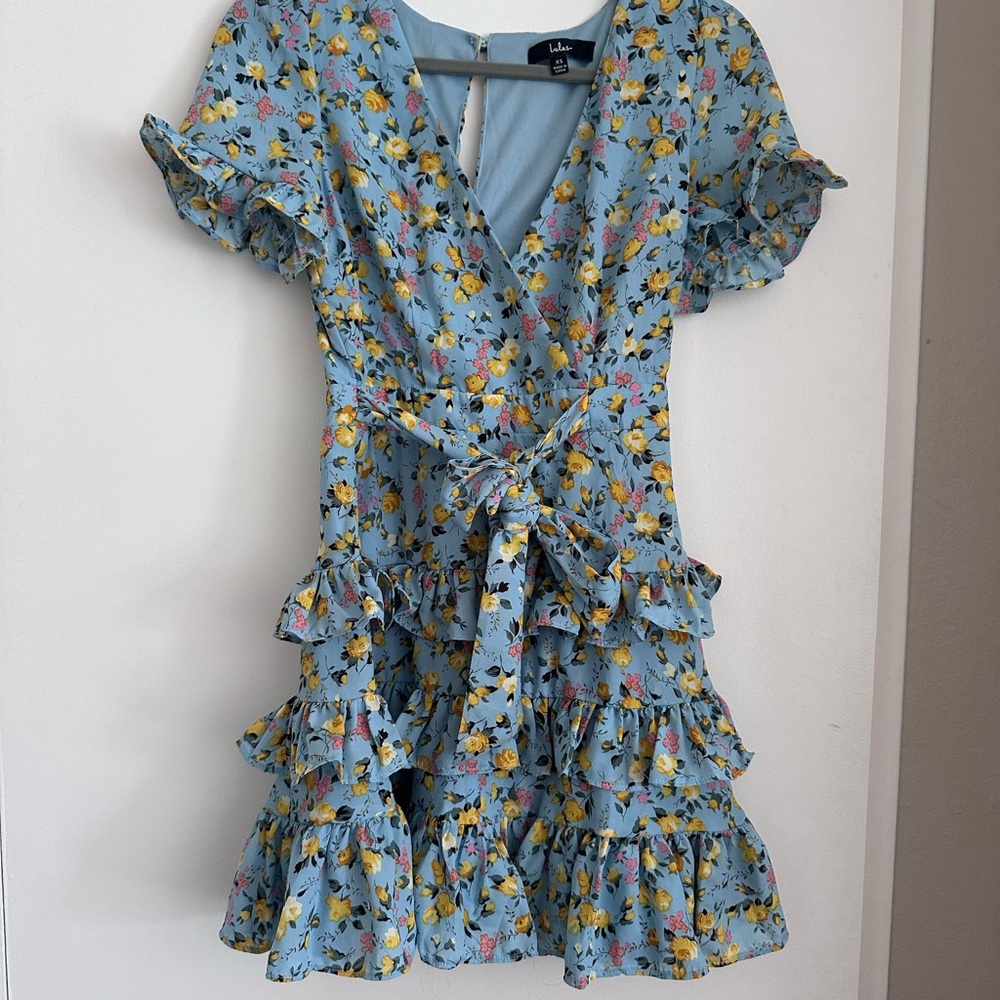 Lulu’s Floral Ruffle Wrap Dress